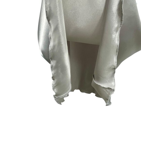 Nicole Miller Silver Satin Bias-Cut Midi Slip Skirt Silky Luxe Minimalist Sz XS - Picture 6 of 10